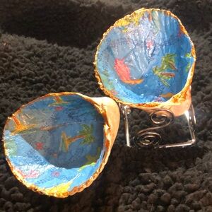 Large decoupage cockle shell for trinkets, rings, party favors